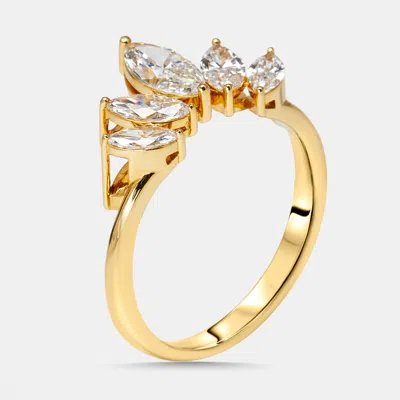 Pre-owned The Diamond Edit 1 Cts Marquise Lab Grown Diamonds 18k Yellow Gold Ring Size 52