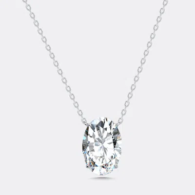 Pre-owned The Diamond Edit 10 Cts Oval Lab Grown Diamonds 18k White Gold Necklace