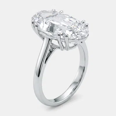Pre-owned The Diamond Edit 10 Cts Oval Step Lab Grown Diamonds 18k White Gold Ring Size 53