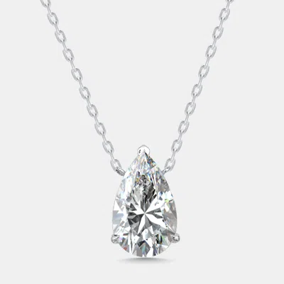 Pre-owned The Diamond Edit 10 Cts Pear Lab Grown Diamond 14k White Gold Necklace