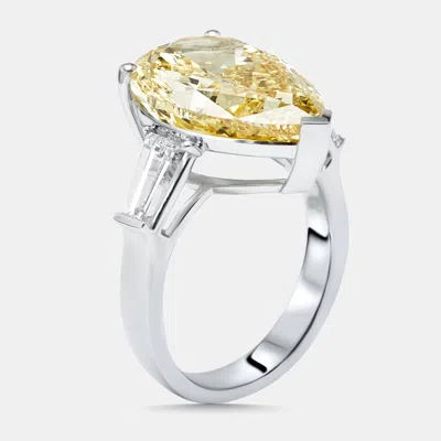 Pre-owned The Diamond Edit 10 Cts Pear Trapezoid Lab Grown Diamonds 18k White Gold Ring Size 54