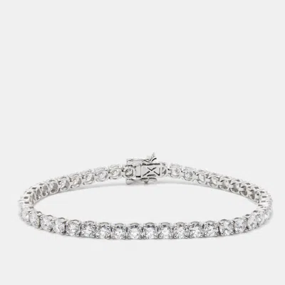Pre-owned The Diamond Edit 10 Cts Round Cut Lab Grown Diamond 14k White Gold Bracelet