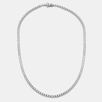 Pre-owned The Diamond Edit 10 Cts Round Lab Grown Diamonds Sterling Silver 925 Necklace