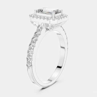 Pre-owned The Diamond Edit 1.00 Ct Center Emerald Cut 18k White Gold Solitaire Lab Grown Diamond Ring Size 53