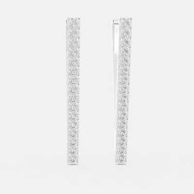 Pre-owned The Diamond Edit 1.00 Ct Round Cut 18k White Gold Lab Grown Diamond Earrings