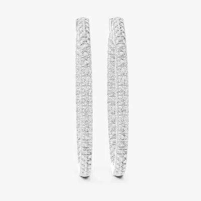 Pre-owned The Diamond Edit 1.00 Ct Round Cut 18k White Gold Lab Grown Diamond Hoop Earrings
