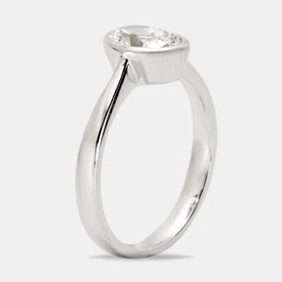 Pre-owned The Diamond Edit 1.00 Cts Oval Cut Lab Grown Diamond 18k White Gold Ring Size 54