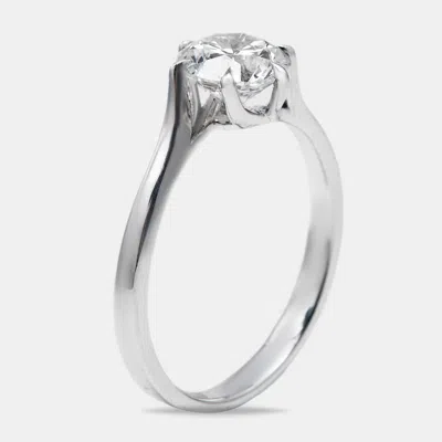 Pre-owned The Diamond Edit 1.00 Cts Round Brilliant Lab Grown Diamond 18k White Gold Ring Size 51