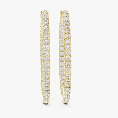 Pre-owned The Diamond Edit 1.00 Cts Round Cut 18k Yellow Gold Lab Grown Diamond Hoop Earrings