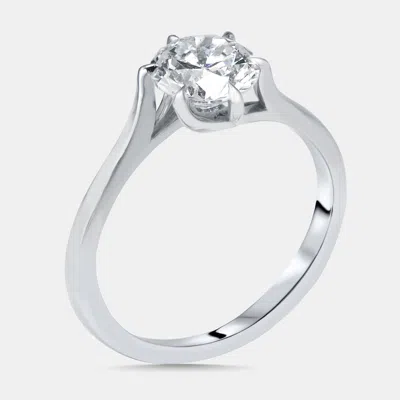 Pre-owned The Diamond Edit 1.00 Cts Round Lab Grown Diamonds 18k White Gold Ring Size 54