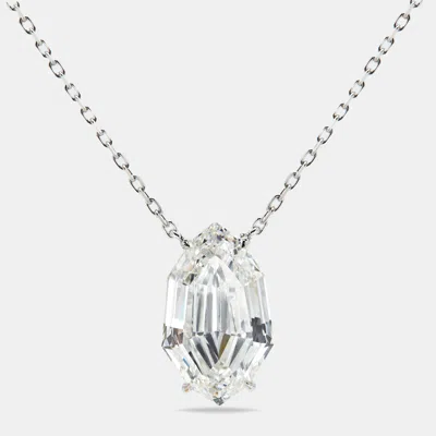 Pre-owned The Diamond Edit 10.00 Cts Decagonal Step Cut Lab Grown Diamond 18k White Gold Chain Necklace