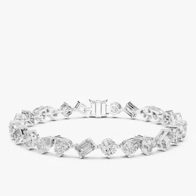 Pre-owned The Diamond Edit 10.00 Cts Mixed Fancy Cut 18k White Gold Lab Grown Diamond Bracelet