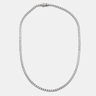 Pre-owned The Diamond Edit 10.00 Cts Round Lab Grown Diamonds 18k White Gold Tennis Necklace