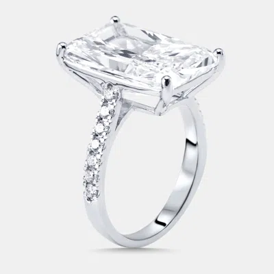 Pre-owned The Diamond Edit 10.3 Cts Radiant Round Lab Grown Diamonds 18k White Gold Ring Size 55