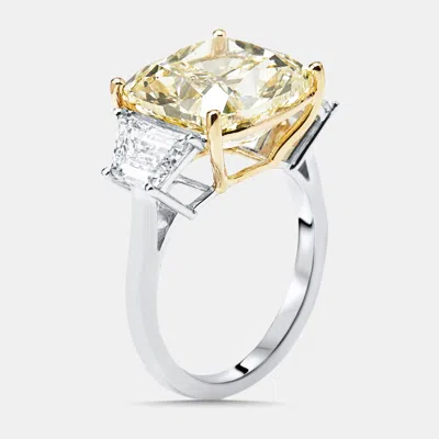 Pre-owned The Diamond Edit 10.5 Cts Cushion Trapazoid Lab Grown Diamonds 18k Two Tone Gold Ring Size 51
