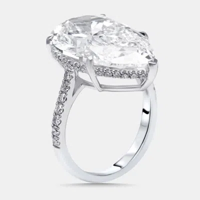 Pre-owned The Diamond Edit 10.5 Cts Pear Round Lab Grown Diamonds 18k White Gold Ring Size 54