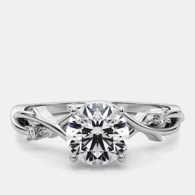 Pre-owned The Diamond Edit 1.06 Cts Round Lab Grown 18k White Gold Diamond Wedding Ring Size 52