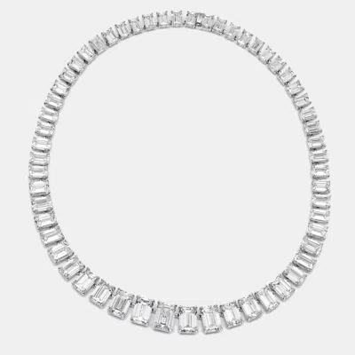 Pre-owned The Diamond Edit 107.13 Cts Emerald Cut Lab Grown Diamond 18k White Gold Necklace