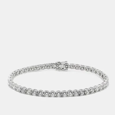 Pre-owned The Diamond Edit 10.8 Cts Round Cut Lab Grown Diamond 14k White Gold Bracelet