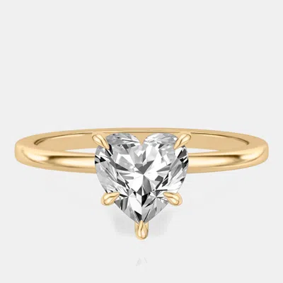 Pre-owned The Diamond Edit 1.1 Cts Heart Lab Grown Diamond 14k Yellow Gold Wedding Ring Size 52