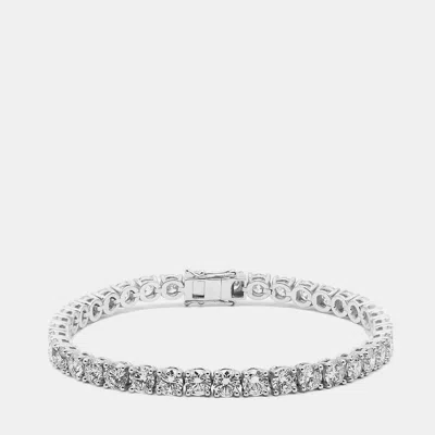 Pre-owned The Diamond Edit 11 Cts Round Lab Grown Diamond 14k White Gold Bracelet 17 Cm