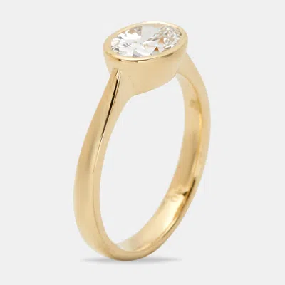Pre-owned The Diamond Edit 1.10 Cts Oval Brilliant 18k Yellow Gold Ring Size 52
