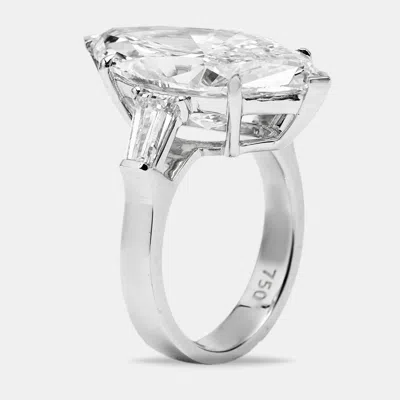 Pre-owned The Diamond Edit 11.00 Cts Marquise And Tapper Lab Grown Diamond 18k White Gold Ring Size 53
