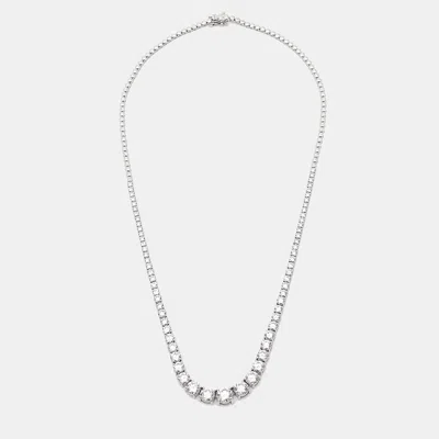 Pre-owned The Diamond Edit 11.00 Cts Round Brilliant Cut 18k White Gold Lab Grown Diamonds Graduating Necklace