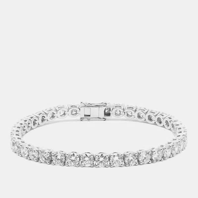 Pre-owned The Diamond Edit 11.00 Cts Round Brilliant Lab Grown Diamonds Sterling Silver 925 Tennis Bracelet 18 Cm