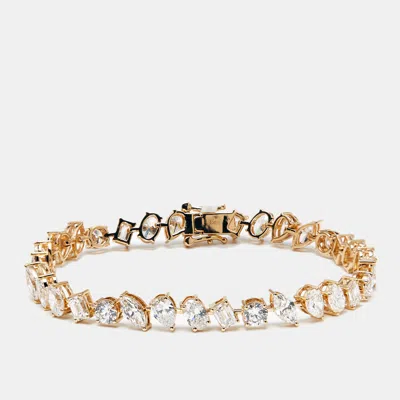 Pre-owned The Diamond Edit 11.3 Cts Mix Shape Lab Grown Diamonds 18k Yellow Gold Bracelet