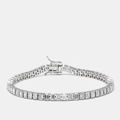 Pre-owned The Diamond Edit 11.5 Cts Emerald Cut Lab Grown Diamonds 18k White Gold Bracelet