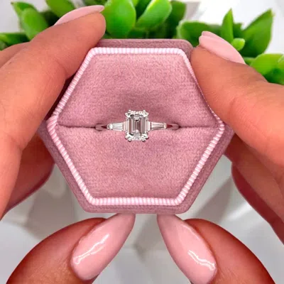Pre-owned The Diamond Edit 1.2 Cts Lab Grown Emerald Diamond 14k White Gold Engagement Ring Size 52