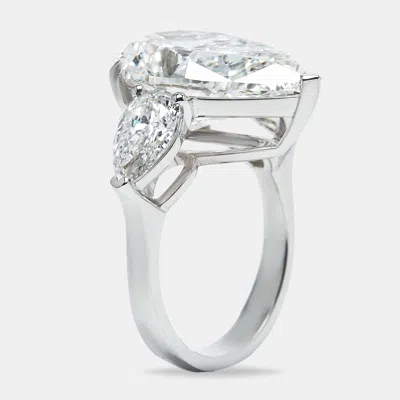 Pre-owned The Diamond Edit 12 Cts Pear Brilliant Cut Lab Grown Diamond 18k White Gold Ring Size 54