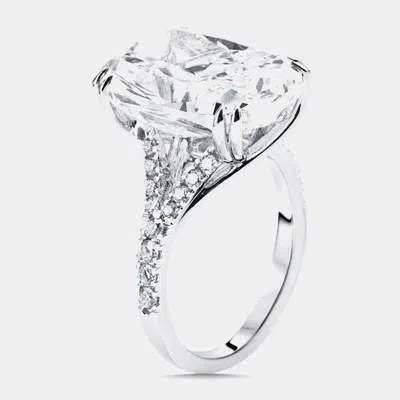 Pre-owned The Diamond Edit 12.5 Cts Radiant Round Lab Grown Diamonds 18k White Gold Ring Size 51