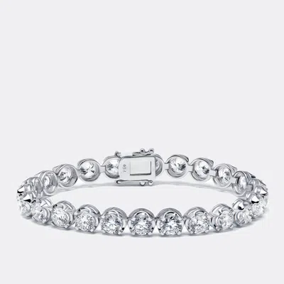Pre-owned The Diamond Edit 12.5 Cts Round Lab Grown Diamonds 18k White Gold Bracelet