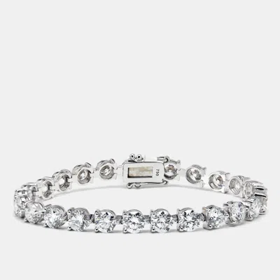 Pre-owned The Diamond Edit 12.98 Cts Round Brilliant Cut Lab Grown Diamonds 18k White Gold Tennis Bracelet