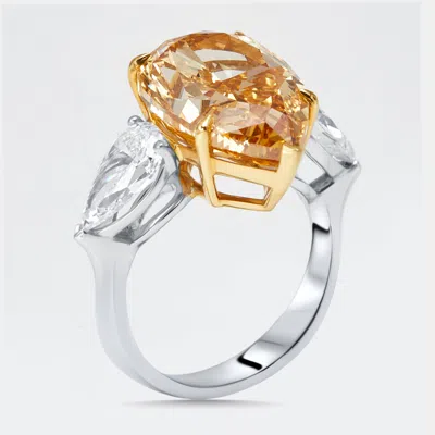 Pre-owned The Diamond Edit 13 Cts Pear Lab Grown Diamonds 18k Two Tone Gold Ring Size 55