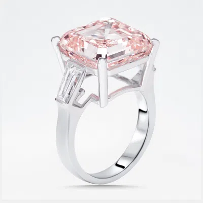 Pre-owned The Diamond Edit 13 Cts Pink Asscher Trapezoid Lab Grown Diamonds 18k White Gold Ring Size 51