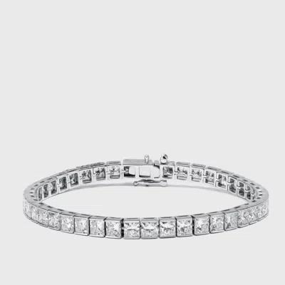 Pre-owned The Diamond Edit 13 Cts Princess Lab Grown Diamond 18k White Gold Bracelet
