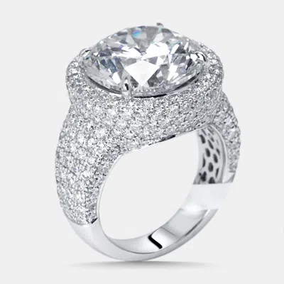 Pre-owned The Diamond Edit 13 Cts Round Lab Grown Diamonds 18k White Gold Ring Size 54