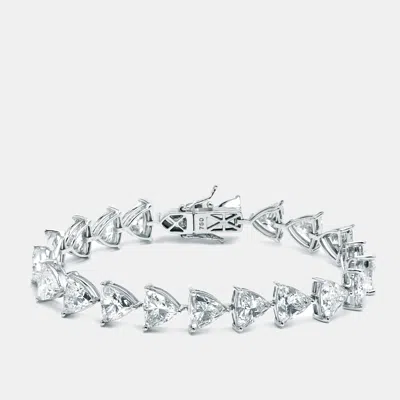 Pre-owned The Diamond Edit 13 Cts Trillion Lab Grown Diamonds 18k White Gold Bracelet