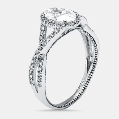 Pre-owned The Diamond Edit 1.30 Cts Oval Lab Grown Diamond 14k White Gold Ring Size 54