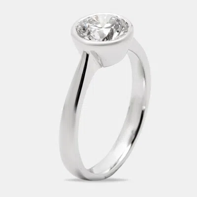 Pre-owned The Diamond Edit 1.30 Cts Round Brilliant Cut Lab Grown Diamond 18k White Gold Ring Size 54