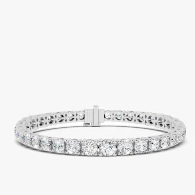Pre-owned The Diamond Edit 13.00 Ct Graduating Round Cut 18k White Gold Lab Grown Diamond Tennis Bracelet 16 Cm