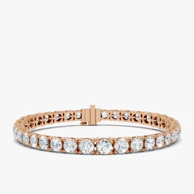 Pre-owned The Diamond Edit 13.00 Cts Graduating Round Cut 18k Rose Gold Lab Grown Diamond Tennis Bracelet 16 Cm