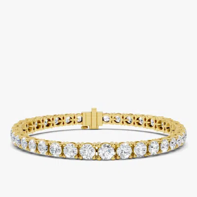 Pre-owned The Diamond Edit 13.00 Cts Graduating Round Cut 18k Yellow Gold Lab Grown Diamond Tennis Bracelet 16 Cm