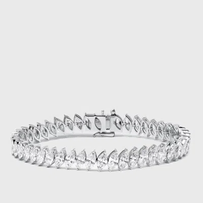 Pre-owned The Diamond Edit 13.5 Cts Marquise Lab Grown Diamond 18k White Gold Bracelet