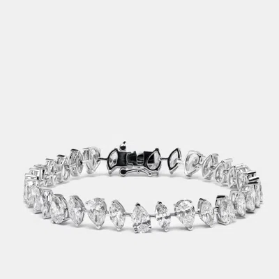 Pre-owned The Diamond Edit 13.5 Cts Pear And Marquise Lab Grown Diamond 18k White Gold Bracelet