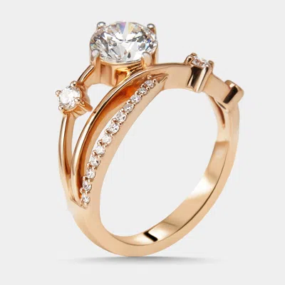 Pre-owned The Diamond Edit 1.35 Cts Round Lab Grown Diamonds 18k Rose Gold Ring Size 54