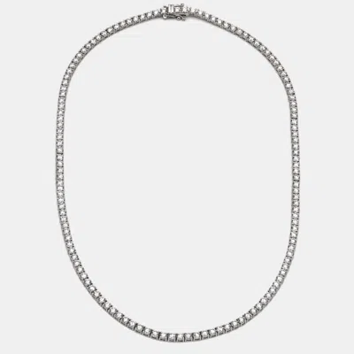 Pre-owned The Diamond Edit 13.50 Cts Round Lab Grown Diamond 18k White Gold Necklace